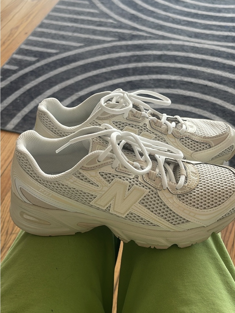 New Balance Women’s Cream/White Mesh Sneakers - Picture 3 of 5